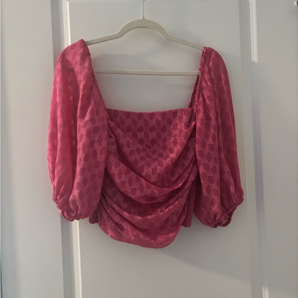 Amanda Uprichard Pink Geometric Blouse